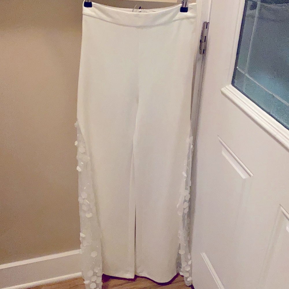 White Pants with White Cutout Lace!